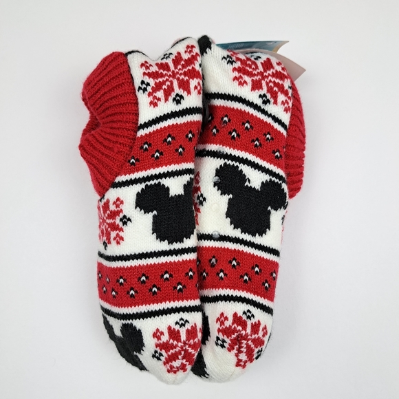 Disney Accessories - Disney Mickey Mouse Slipper Socks Sizes 4-10 Red White Fuzzy
